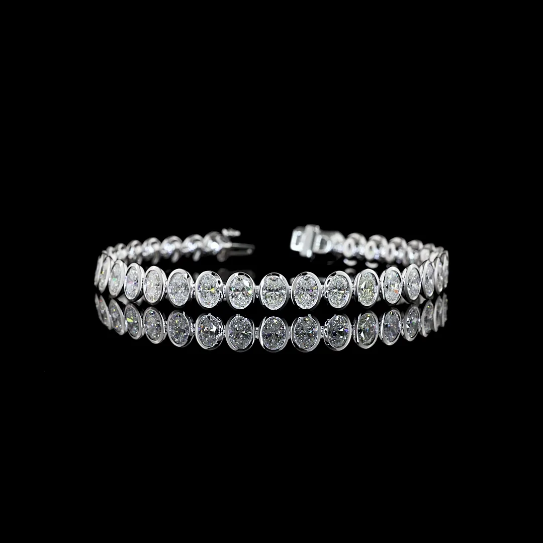 10.74 Cts 14k White Gold Oval Shape Tennis Bracelet