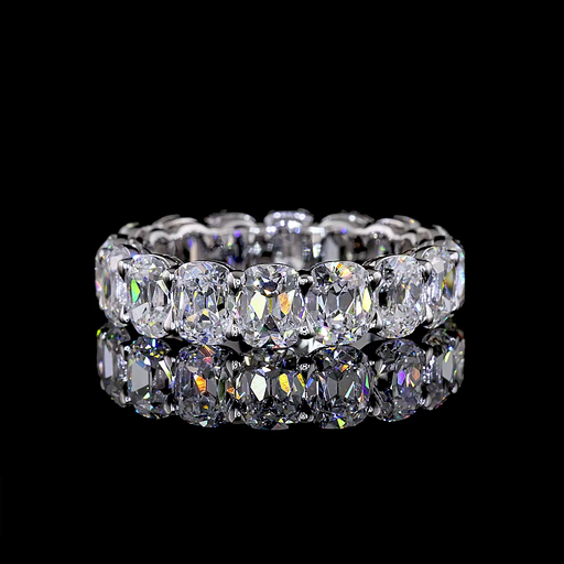 [EB14WANCU600PNS] 6.11 Cts 14k White Gold Antique Cushion Shape Eternity Band Eternity Band