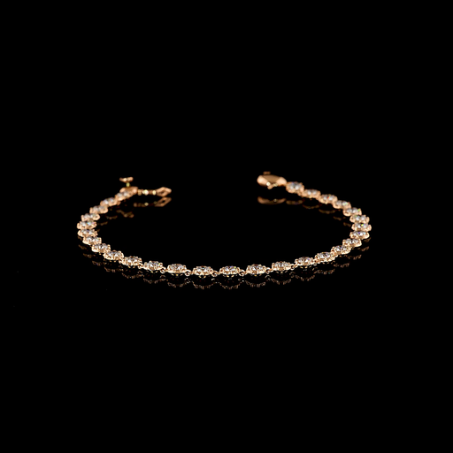 [BC14RSTRD400P] 4.11 Cts 14k Rose Gold Round Shape Station Bracelet