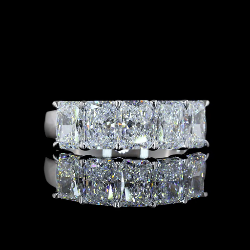 [EB14W5RAD300PNS] 3.05 Cts 14k White Gold Radiant Shape 5 Stones Eternity Band