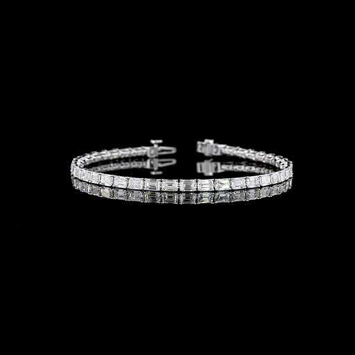 [BC14WTSEM850PEW] 8.6 Cts 14k White Gold Emerald Shape Tennis Bracelet