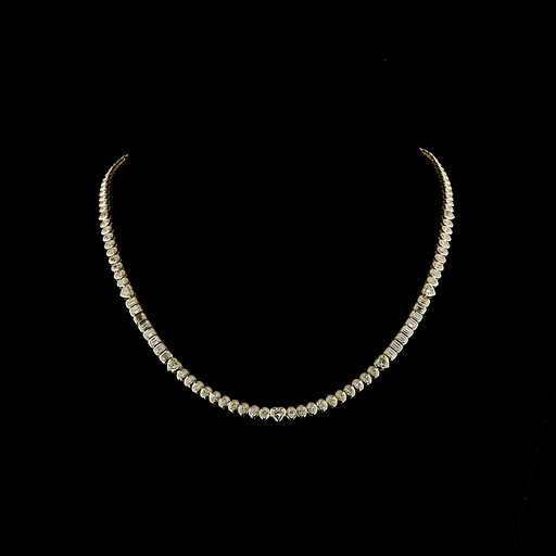 [NK14YTS800BNS] 8 Cts 14k Yellow Gold Mix Shape Tennis Necklace