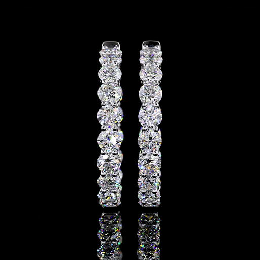 [ER14WHPRD950P] 9.68 Cts 14k White Gold Round Shape Hoops Earring