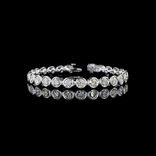 [BC14WTSRD1500B] 15.49 Cts 14k White Gold Round Shape Tennis Bracelet