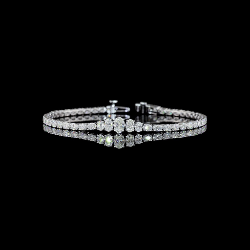 [BC14WTSOV400PNS] 4.49 Cts 14k White Gold Oval Shape Tennis Bracelet