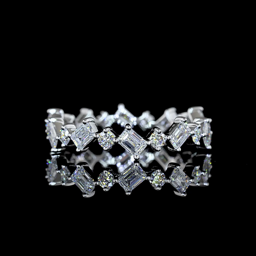 [EB14W100PIN] 1.06 Cts 14k White Gold Mix Shape Eternity Band Eternity Band