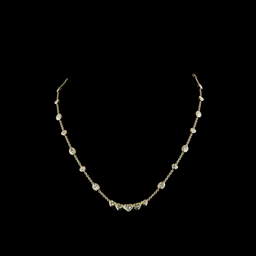 [NK14YST450BEW] 4.61 Cts 14k Yellow Gold Mix Shape Station Necklace