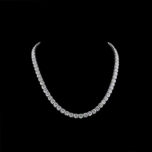 [NK14WTSRD1550P] 52.62 Cts 14k White Gold Round Shape Tennis Necklace