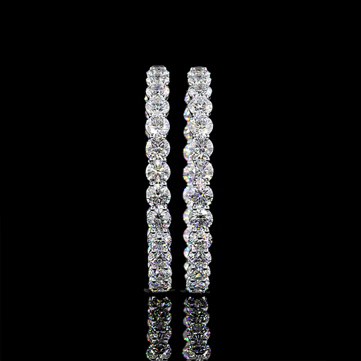 [ER14WHPRD1550P] 24.94 Cts 14k White Gold Round Shape Hoops Earring