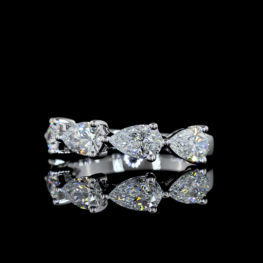 [EB14W5PS175PEW] 1.99 Cts 14k White Gold Pear Shape 5 Stones Eternity Band