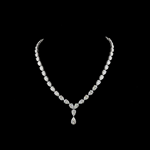 [NK14WSPPS1550PEW] 41.47 Cts 14k White Gold Pear Shape Special Necklace