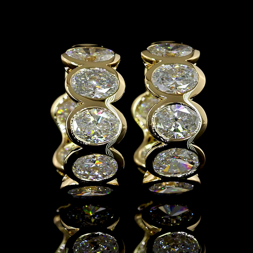 [ER14YHGOV350BEW] 3.58 Cts 14k Yellow Gold Oval Shape Huggies Earring