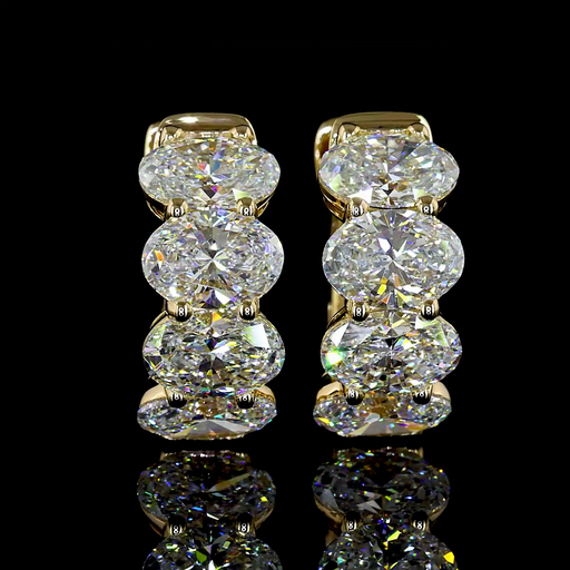 [ER14YHGOV350PEW] 3.62 Cts 14k Yellow Gold Oval Shape Huggies Earring