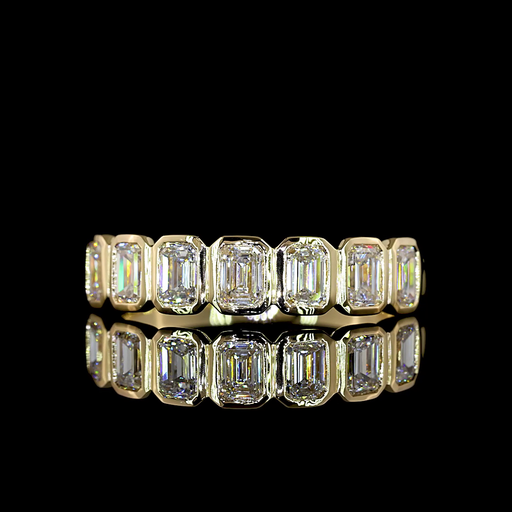 [EB14Y7EM100BNS] 1.09 Cts 14k Yellow Gold Emerald Shape 7 Stones Eternity Band