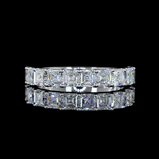 [EB14WHFAS200UP] 2.1 Cts 14k White Gold Asscher Shape Half Eternity Eternity Band