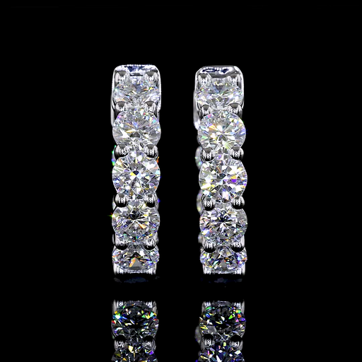 [ER14WHGRD200P] 2.04 Cts 14k White Gold Round Shape Huggies Earring