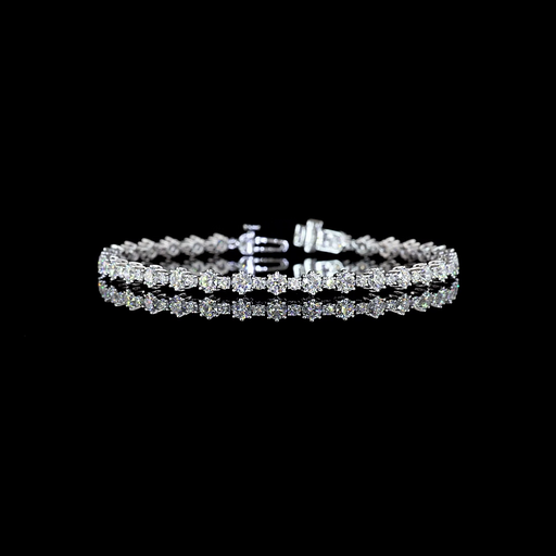 [BC14WSLTRD500P] 5.01 Cts 14k White Gold Round Shape Station Line Tennis Bracelet