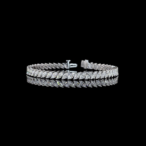 [BC14WTSMQ800PIN] 8.32 Cts 14k White Gold Marquise Shape Tennis Bracelet
