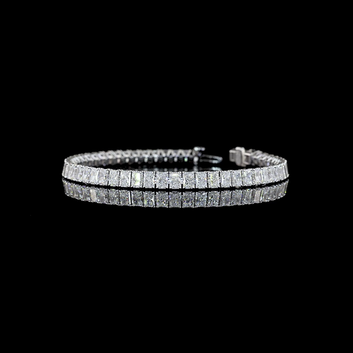 [BC14WTSRAD1100PNS] 11.35 Cts 14k White Gold Radiant Shape Tennis Bracelet