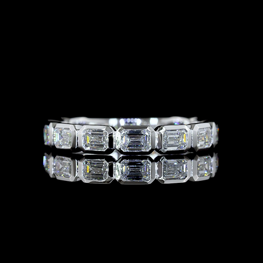 [EB14W45750EM150BEW] 1.54 Cts 14k White Gold Emerald Shape 3/4 Band Eternity Band