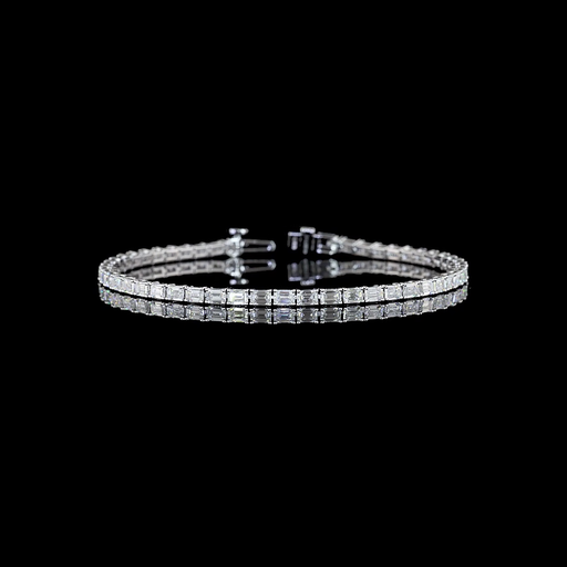 [BC14WTSEM500PEW] 5.13 Cts 14k White Gold Emerald Shape Tennis Bracelet