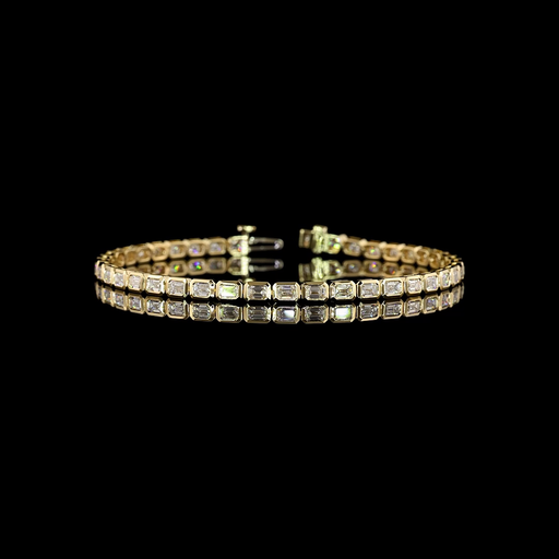 [BC14YTSEM350BEW] 3.86 Cts 14k Yellow Gold Emerald Shape Tennis Bracelet