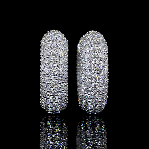 [ER14WHGRD300P] 3.05 Cts 14k White Gold Round Shape Huggies Earring