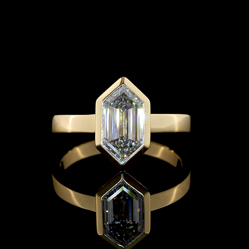 [RG14YSOSM200BNS] 2.12 Cts 14k Yellow Gold Step Marquise Shape Solitaire Ring