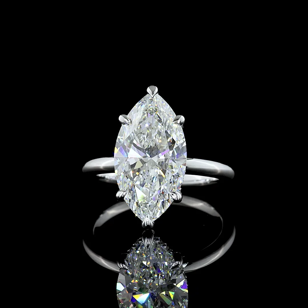5.27 Cts 14k White Gold Marquise Shape Hidden Halo Ring
