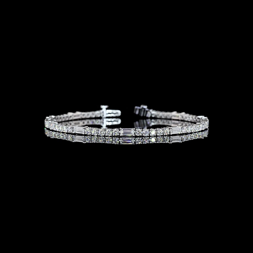 [BC14WSLT400PEW] 4.26 Cts 14k White Gold Mix Shape Station Line Tennis Bracelet