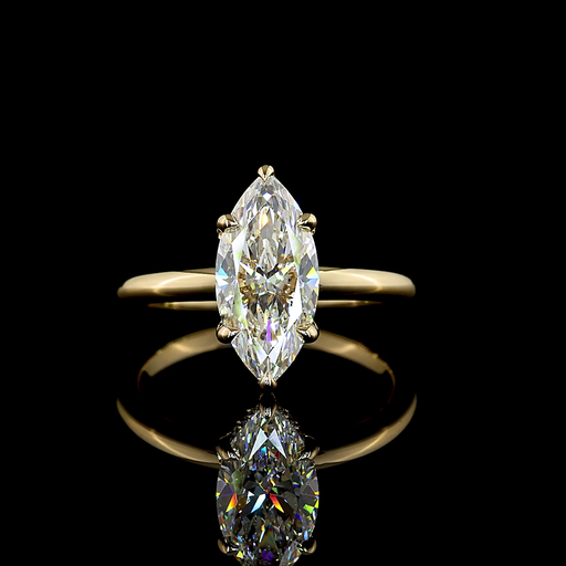 [RG14YHHMQ200RDPNS] 2.22 Cts 14k Yellow Gold Marquise Shape Hidden Halo Ring
