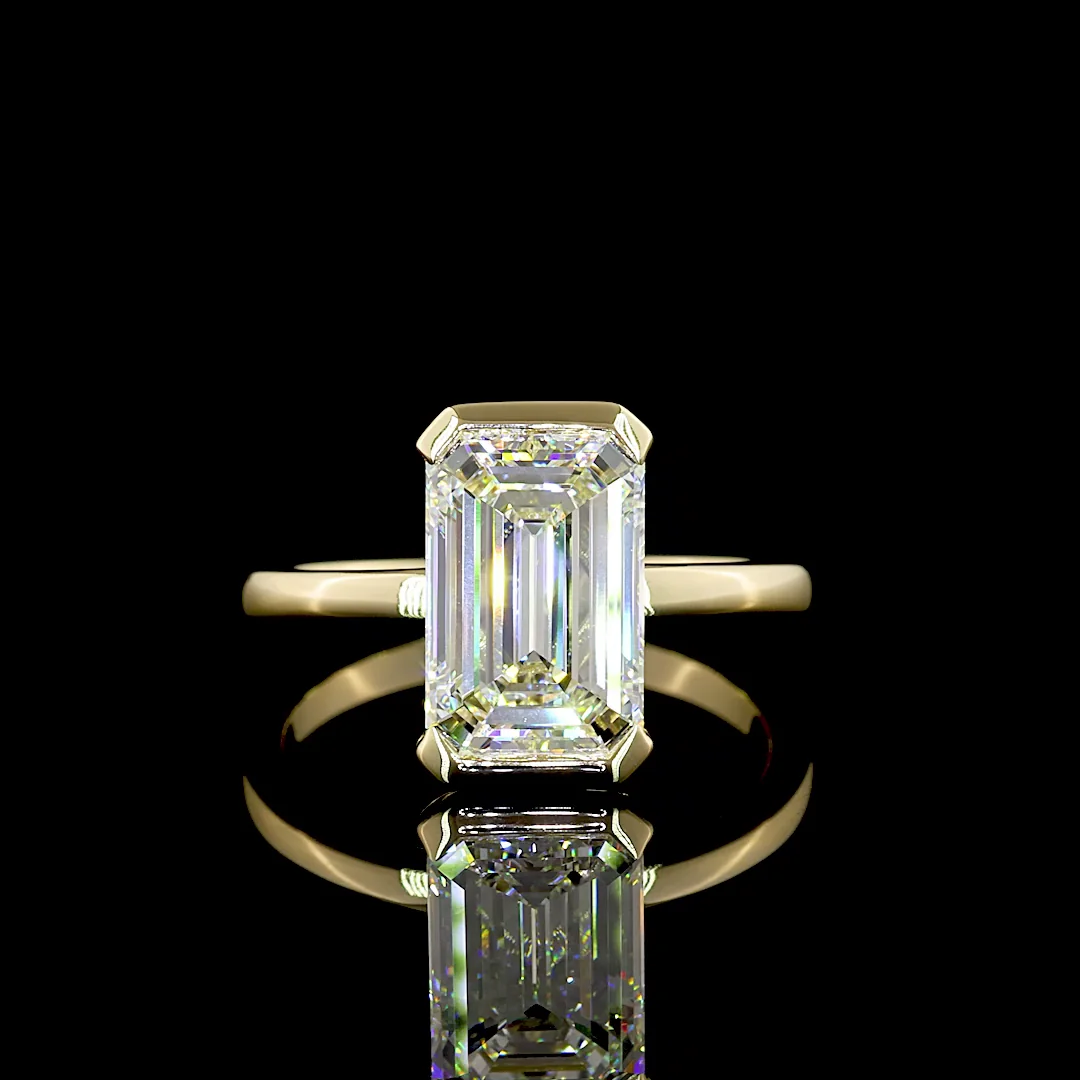 3.55 Cts 14k Yellow Gold Emerald Shape Solitaire Ring