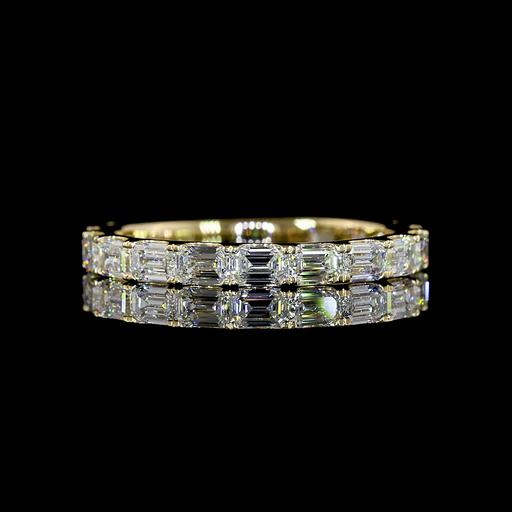 [EB14Y45750EM100UPEW] 1.39 Cts 14k Yellow Gold Emerald Shape 3/4 Band Eternity Band