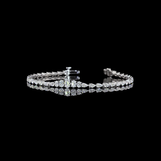 [BC14WTS300PNS] 3.13 Cts 14k White Gold Mix Shape Tennis Bracelet