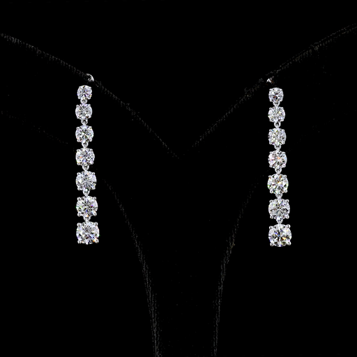 [ER14WHNRD400P] 4.25 Cts 14k White Gold Round Shape Hanging Earring
