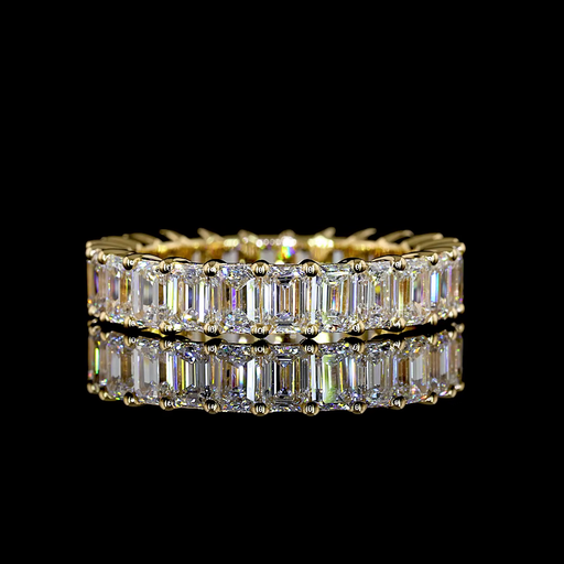 [EB18YEM350PNS] 3.83 Cts 18k Yellow Gold Emerald Shape Eternity Band Eternity Band