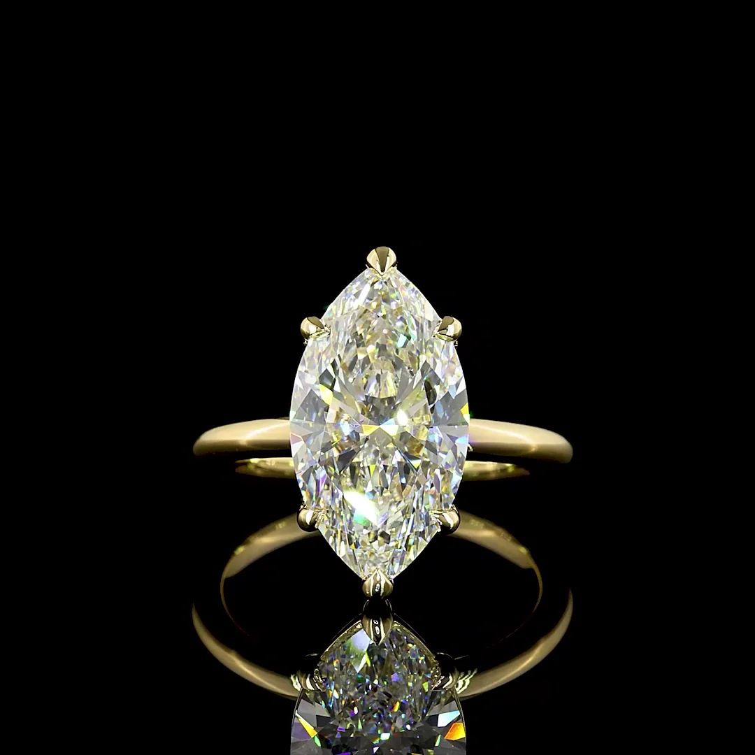 5.2 Cts 14k Yellow Gold Marquise Shape Solitaire Ring