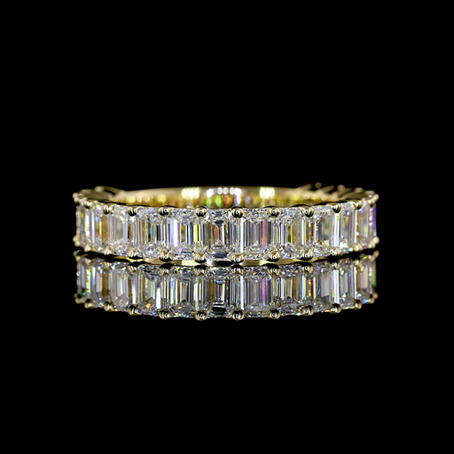 [EB14Y45750EM200PNS] 2.28 Cts 14k Yellow Gold Emerald Shape 3/4 Band Eternity Band
