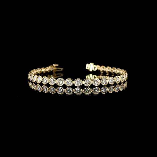 [BC14YTSRD650B] 6.78 Cts 14k Yellow Gold Round Shape Tennis Bracelet