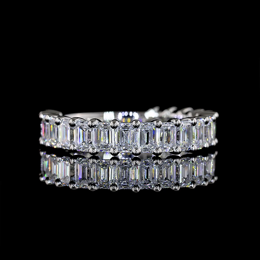 [EBP45750EM175PNS] 1.83 Cts Platinum Emerald Shape 3/4 Band Eternity Band