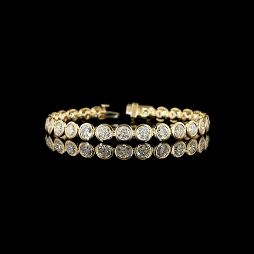 [BC14YTSRD1450B] 14.72 Cts 14k Yellow Gold Round Shape Tennis Bracelet