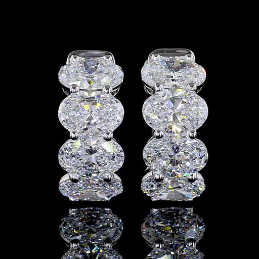 [ER14WHGOV350PEW] 3.53 Cts 14k White Gold Oval Shape Huggies Earring