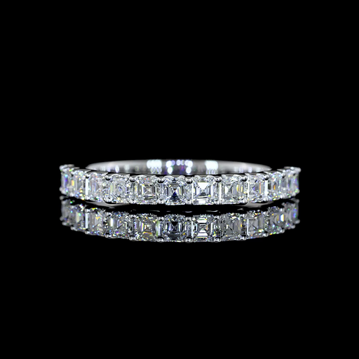 [EB14WHFAS90UP] 0.9 Cts 14k White Gold Asscher Shape Half Eternity Eternity Band