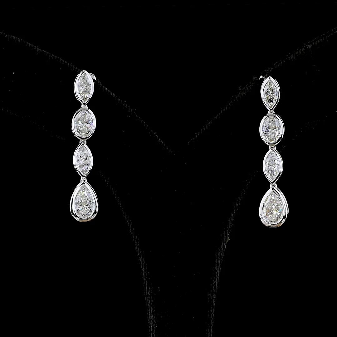 3.32 Cts 14k White Gold Mix Shape Hanging Earring