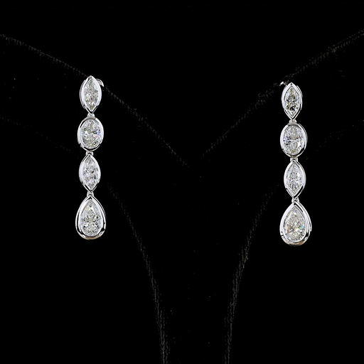 [ER14WHN300BNS] 3.32 Cts 14k White Gold Mix Shape Hanging Earring
