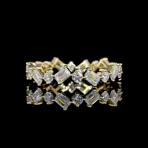 [EB14Y100PIN] 1.29 Cts 14k Yellow Gold Mix Shape Eternity Band Eternity Band