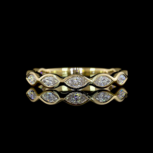 [EB14Y3/4MQ60BEW] 0.69 Cts 14k Yellow Gold Marquise Shape 3/4 Band Eternity Band