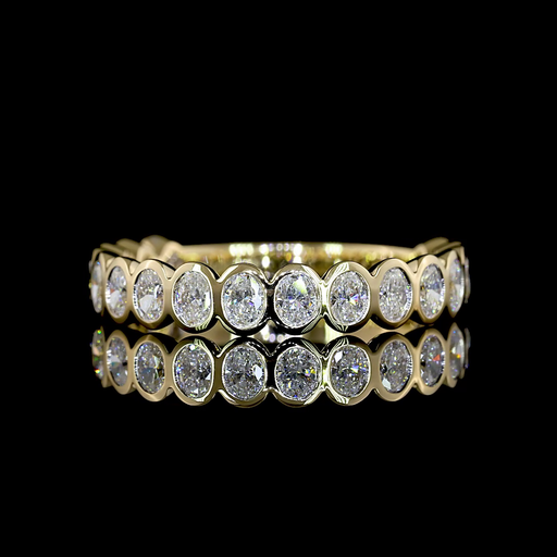 [EB14Y3/4OV90BNS] 0.98 Cts 14k Yellow Gold Oval Shape 3/4 Band Eternity Band