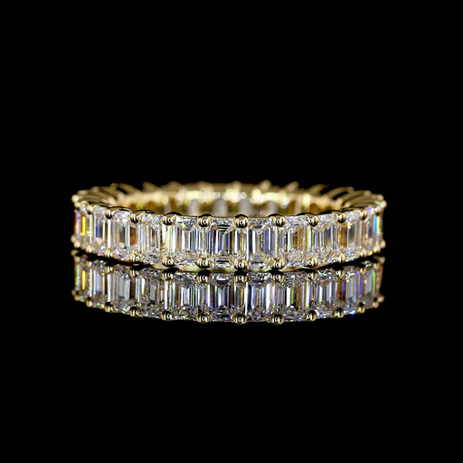 [EB18YEM300PNS] 3.06 Cts 18k Yellow Gold Emerald Shape Eternity Band Eternity Band