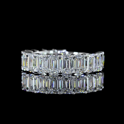 [EB14W3/4EM450PNS] 4.68 Cts 14k White Gold Emerald Shape 3/4 Band Eternity Band